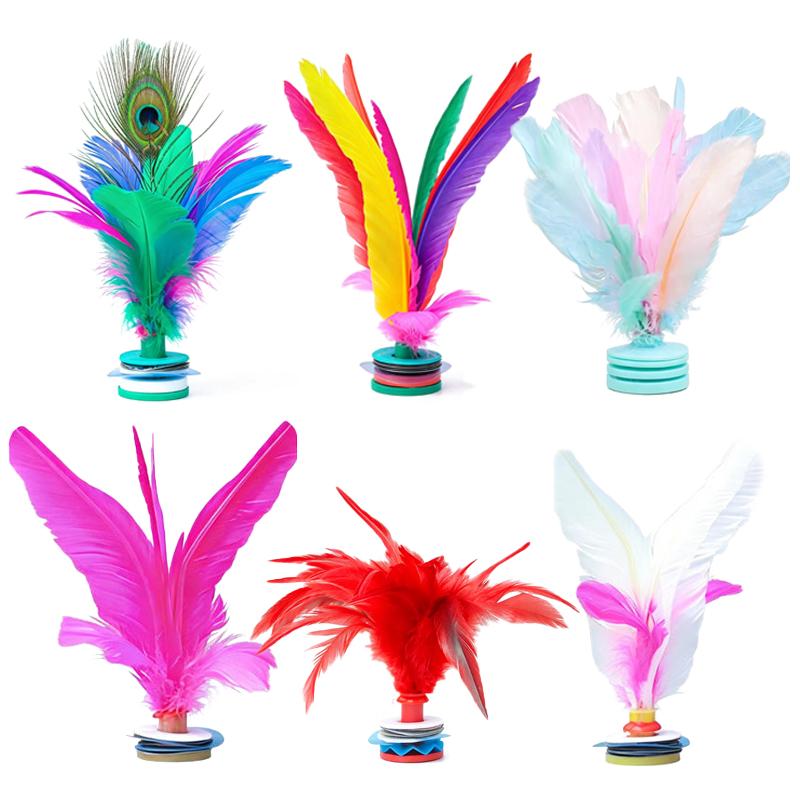 Feather Shuttlecock - カラフルな羽根の羽根球1個、屋内外フィットネススポーツ活動用の中国製キック羽根球