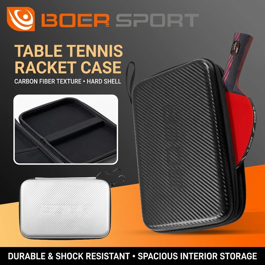 Badminton Bag - ボー・テーブルテニスラケットバッグ、EVA製ハードシェル、正方形、大容量、仕切り付きハードテーブルテニスラケットバッグ