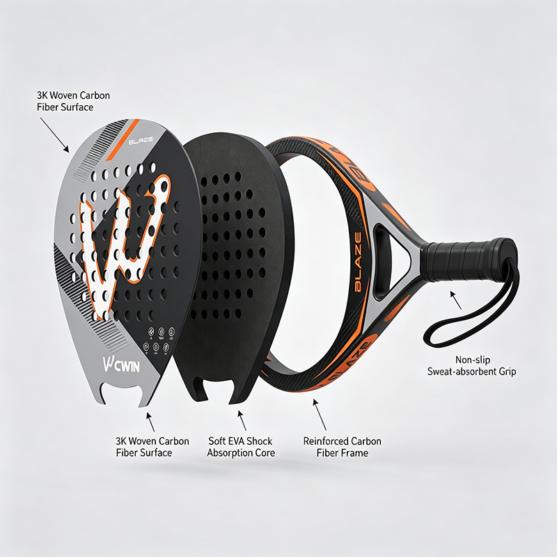 CWIN BLAZE パデルラケット 3K織りカーボンファイ - Badminton Racket Carbon のレビューと価格