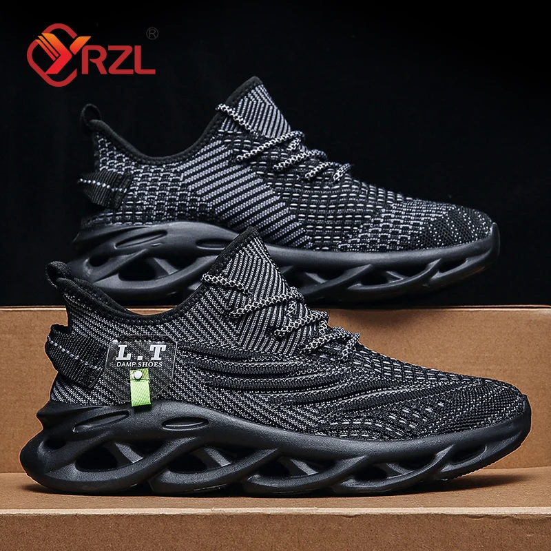 YRZL 男性スポーツランニング黒ジョギングシューズカジュア - Badminton Shoes のレビューと価格